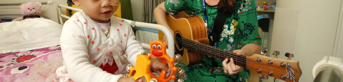 WARNING HOLD FOR GFA LIFTOUT. Good Friday Appeal RCH. Day in the Life of the Royal Children's Hospital. Music Therapist Lauren Miller entertains Rachel Pham to distract her from her cancer treatment.  Picture: David Caird